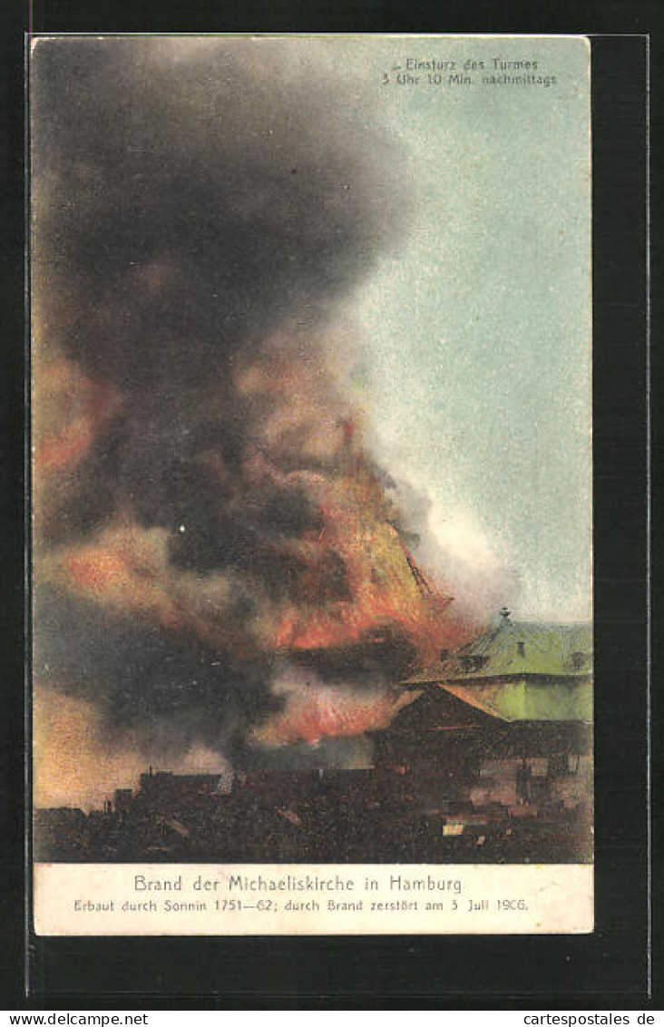 AK Hamburg-Neustadt, Brand Der Michaeliskirche 3. Juli 1906  - Catastrophes