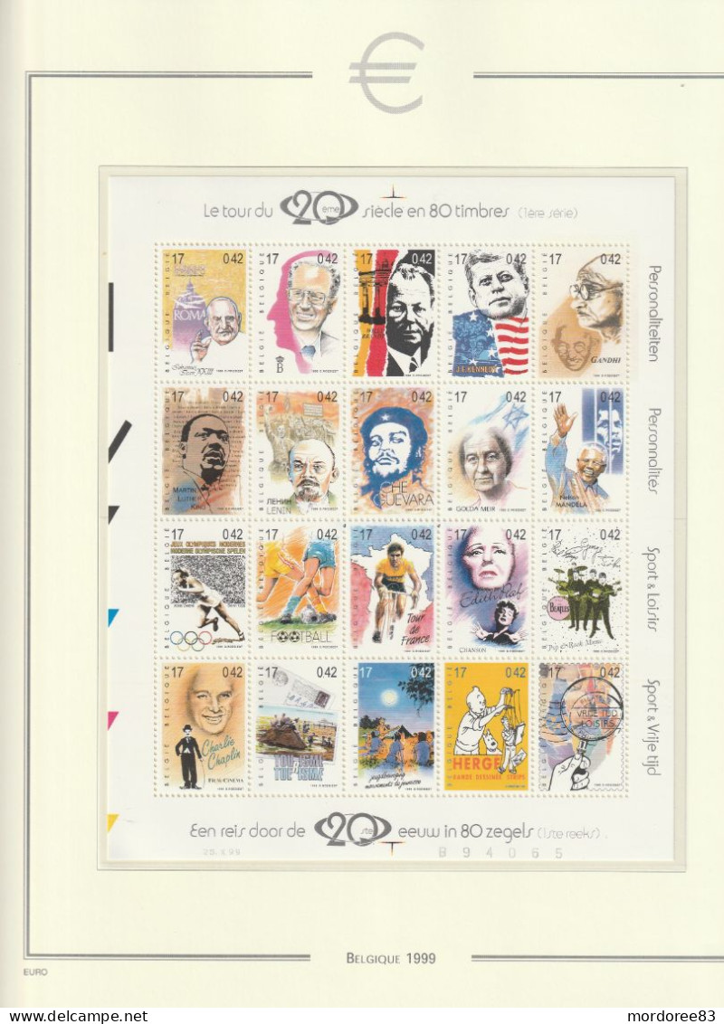 BELGIQUE BELGIE BELGIEN ANNEE 1999 + 2000 + 2001 LOT DE TIMBRES STAMPS NEUF** MNH FACIALE 94.70 EURO A 40% - Années Complètes