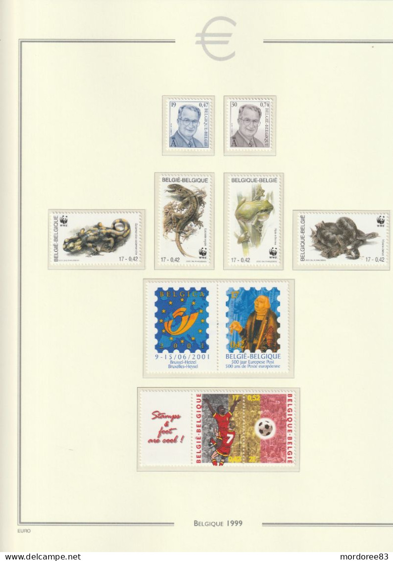 BELGIQUE BELGIE BELGIEN ANNEE 1999 + 2000 + 2001 LOT DE TIMBRES STAMPS NEUF** MNH FACIALE 94.70 EURO A 40% - Années Complètes