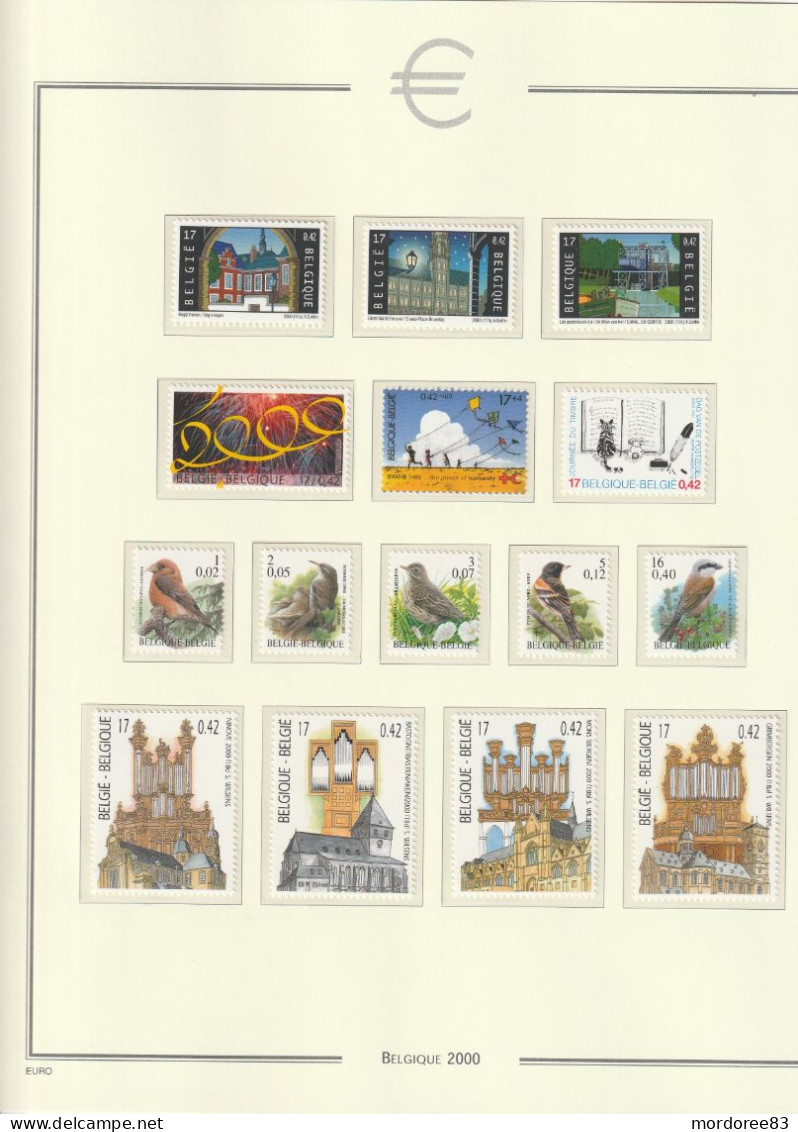 BELGIQUE BELGIE BELGIEN ANNEE 1999 + 2000 + 2001 LOT DE TIMBRES STAMPS NEUF** MNH FACIALE 94.70 EURO A 40%