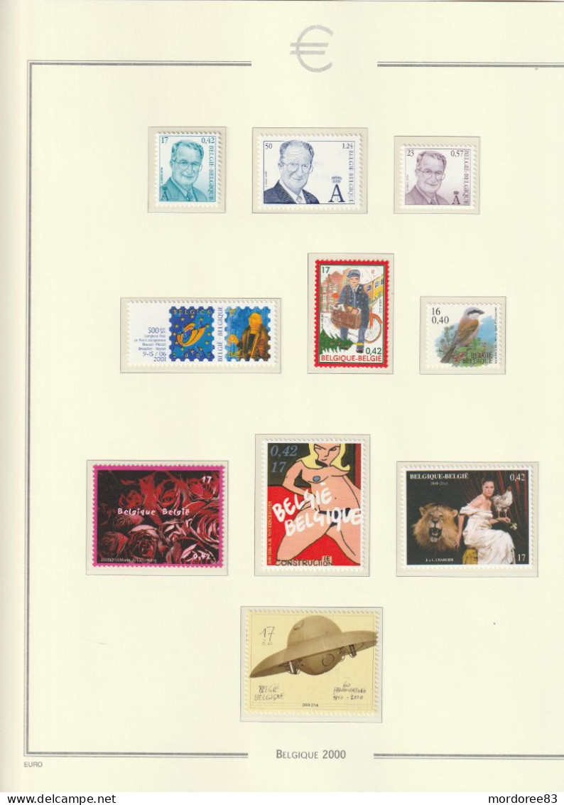 BELGIQUE BELGIE BELGIEN ANNEE 1999 + 2000 + 2001 LOT DE TIMBRES STAMPS NEUF** MNH FACIALE 94.70 EURO A 40%