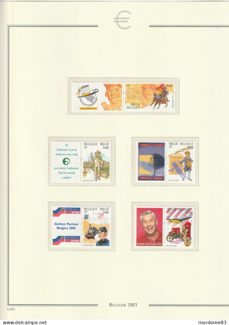 BELGIQUE BELGIE BELGIEN ANNEE 1999 + 2000 + 2001 LOT DE TIMBRES STAMPS NEUF** MNH FACIALE 94.70 EURO A 40%