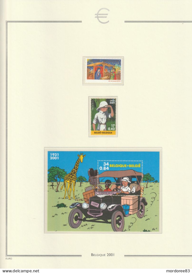 BELGIQUE BELGIE BELGIEN ANNEE 1999 + 2000 + 2001 LOT DE TIMBRES STAMPS NEUF** MNH FACIALE 94.70 EURO A 40%