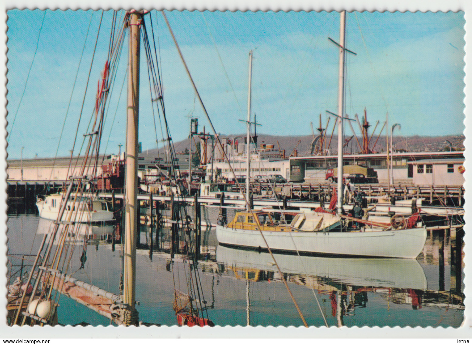 Australia TASMANIA TAS Constitution Dock Boats Waterfront HOBART ACP1097 Postcard C1960s - Hobart