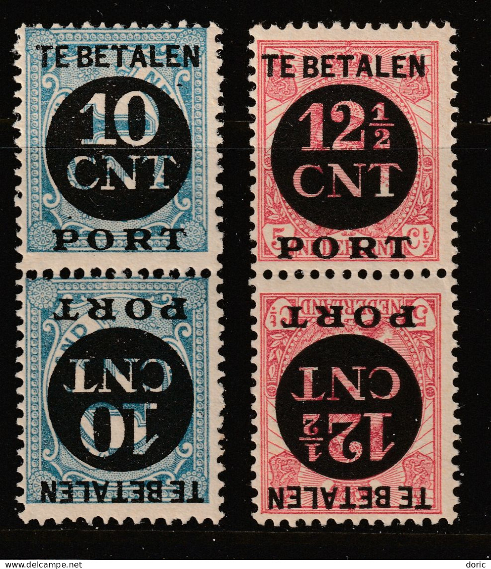 Netherlands X 2 MH Tete Beche Pairs From The 1924 Post Due Set - Postage Due