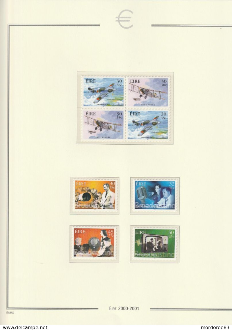 IRLANDE EIRE ANNEE 2000 + 2001 LOT DE TIMBRES STAMPS NEUF** MNH FACIALE FACE VALUE 47.75 EURO A 40% - Komplette Jahrgänge