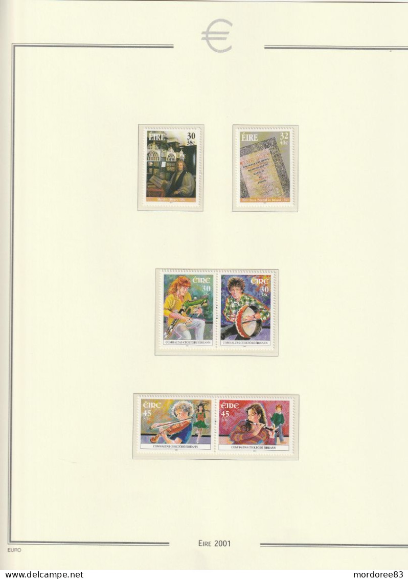 IRLANDE EIRE ANNEE 2000 + 2001 LOT DE TIMBRES STAMPS NEUF** MNH FACIALE FACE VALUE 47.75 EURO A 40%