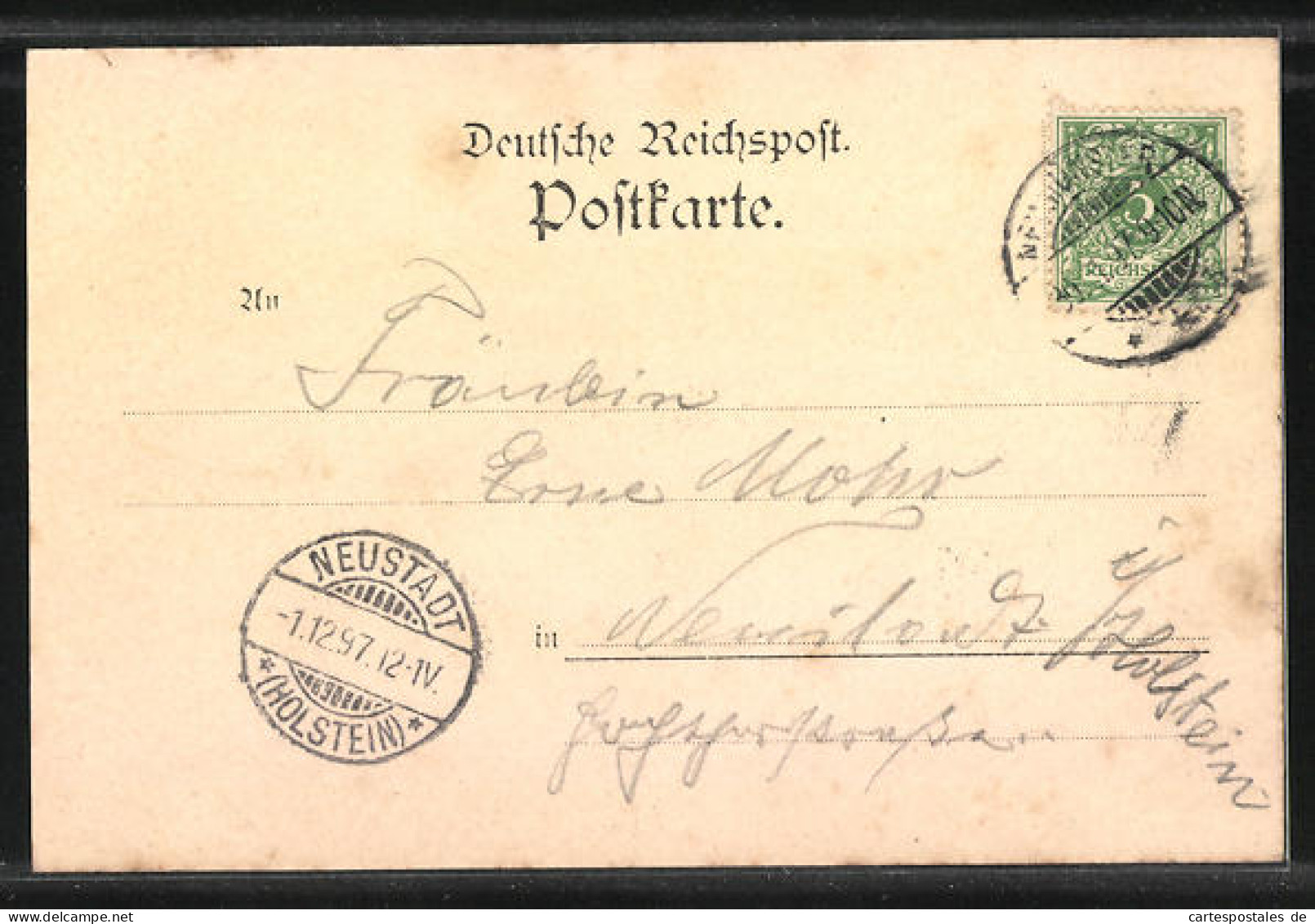 Lithographie Neumünster, Gasthof Zur Waldwiese, Kath. Kirche Mit Schule, Kaiserliches Postamt  - Neumünster