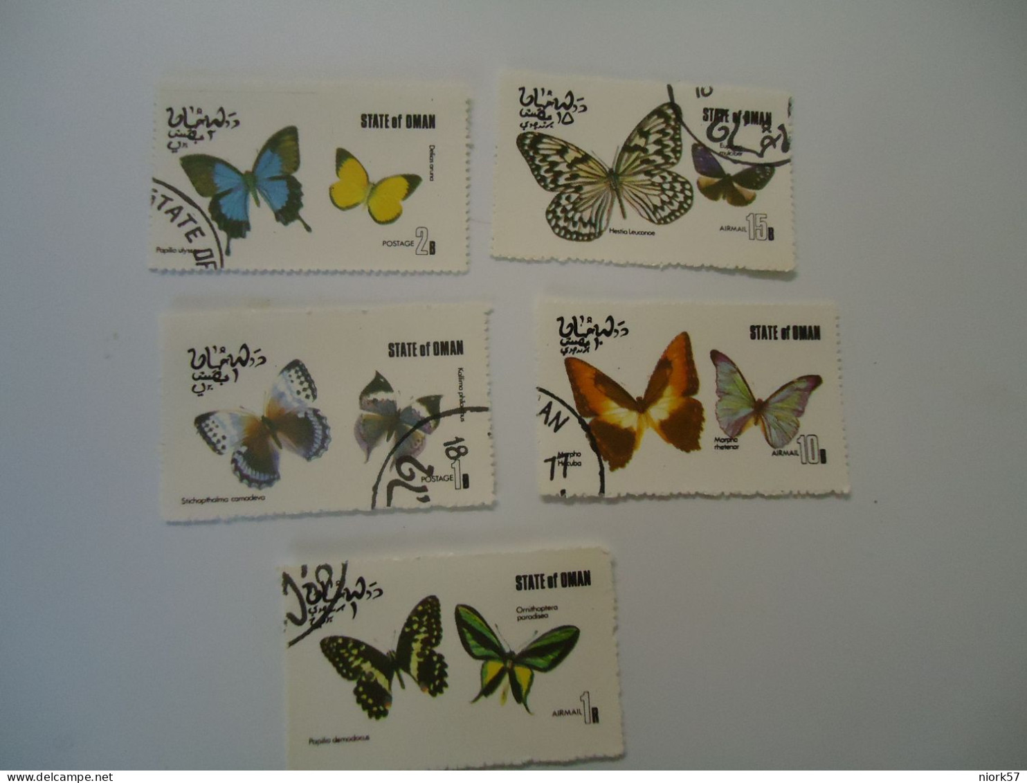 OMAN STATE  USED    SET 5   BUTTERFLIES - Vlinders