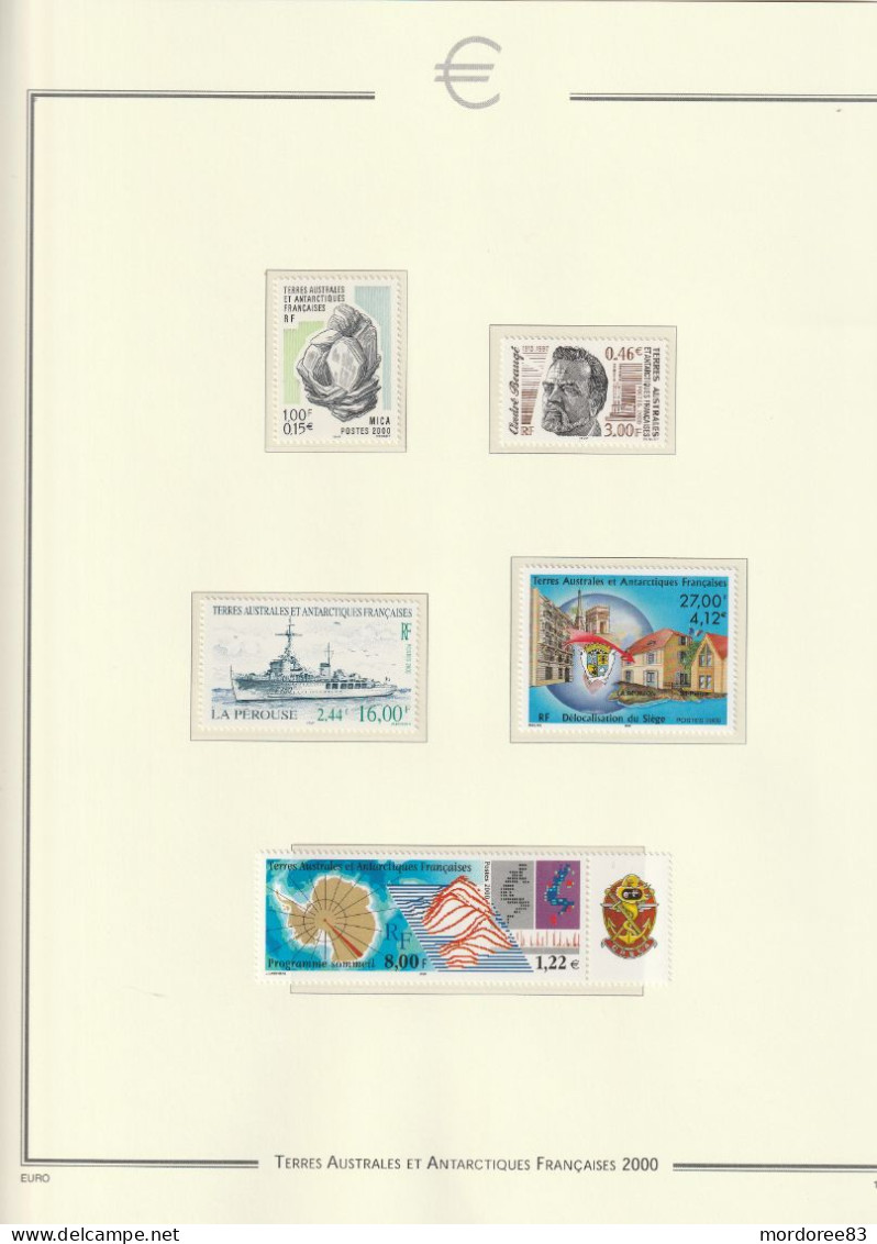 TAAF ANNEE 2000 + 2001 LOT DE TIMBRES STAMPS NEUF** MNH FACIALE FACE VALUE 51.50 EURO A 40% - Años Completos