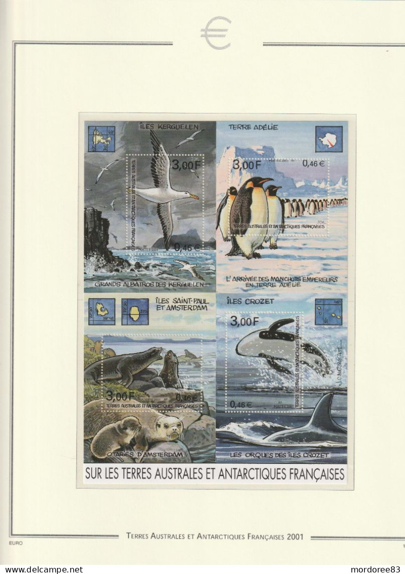 TAAF ANNEE 2000 + 2001 LOT DE TIMBRES STAMPS NEUF** MNH FACIALE FACE VALUE 51.50 EURO A 40% - Komplette Jahrgänge