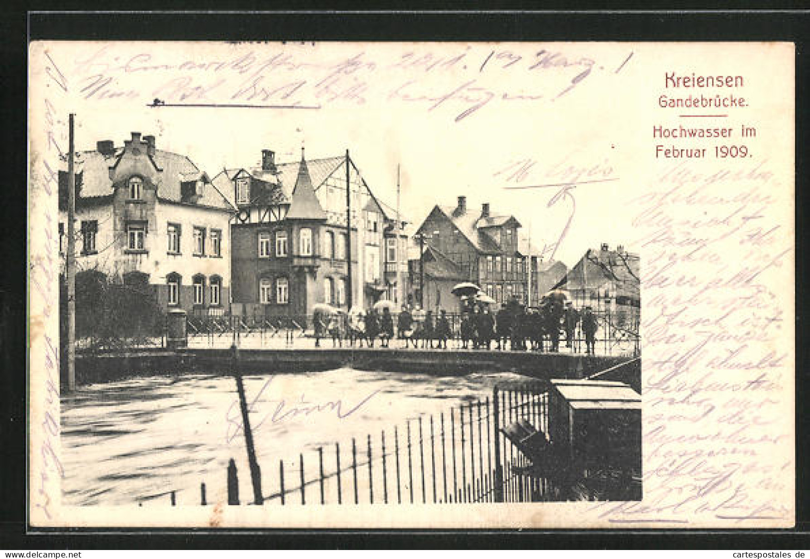 AK Kreiensen, Hochwasser Im Februar 1909, Gandebrücke  - Overstromingen