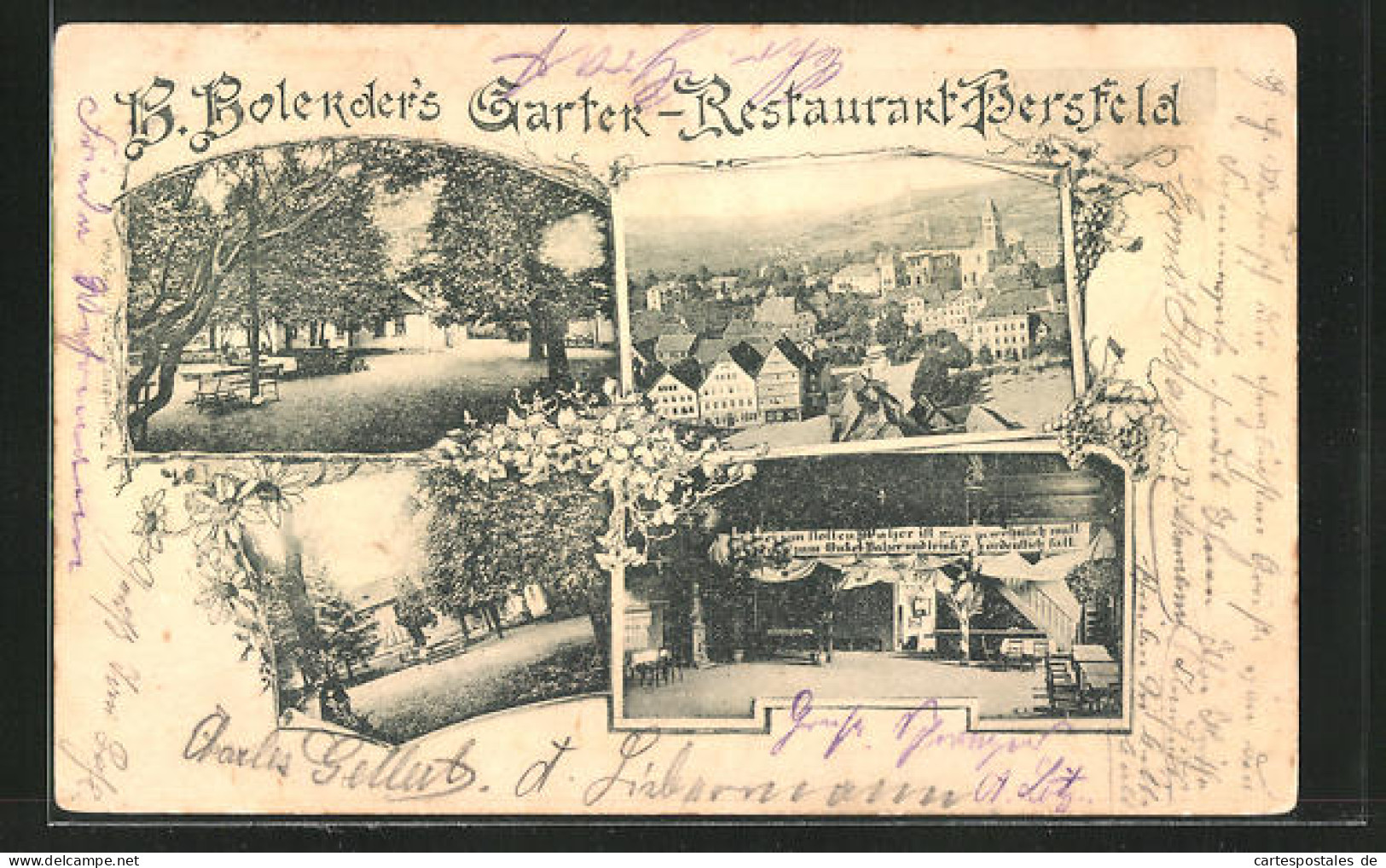 AK Hersfeld, B. Bolender`s Garten-Restaurant, Innenansicht, Garten  - Bad Hersfeld