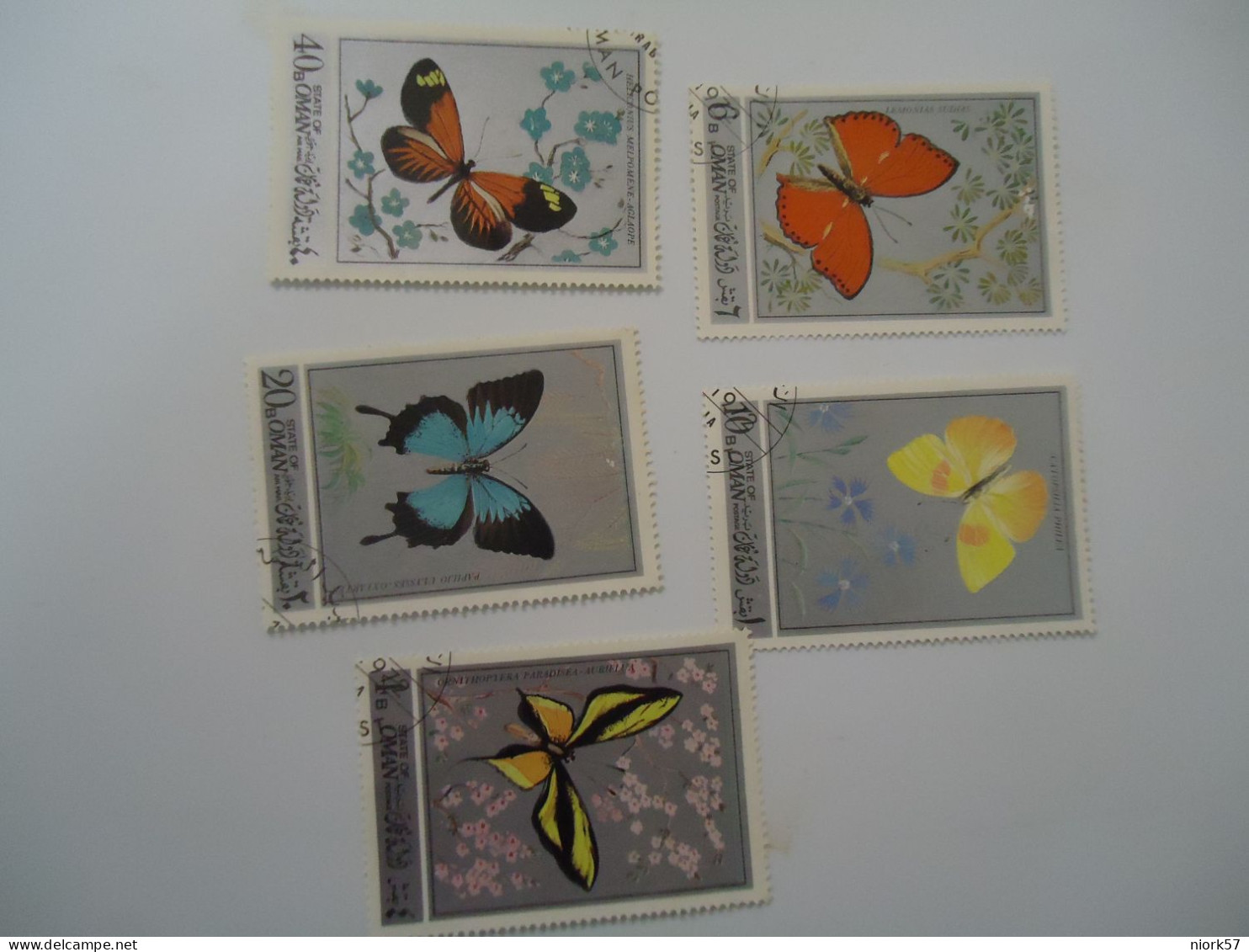 OMAN STATE  USED    SET 5   BUTTERFLIES - Oman