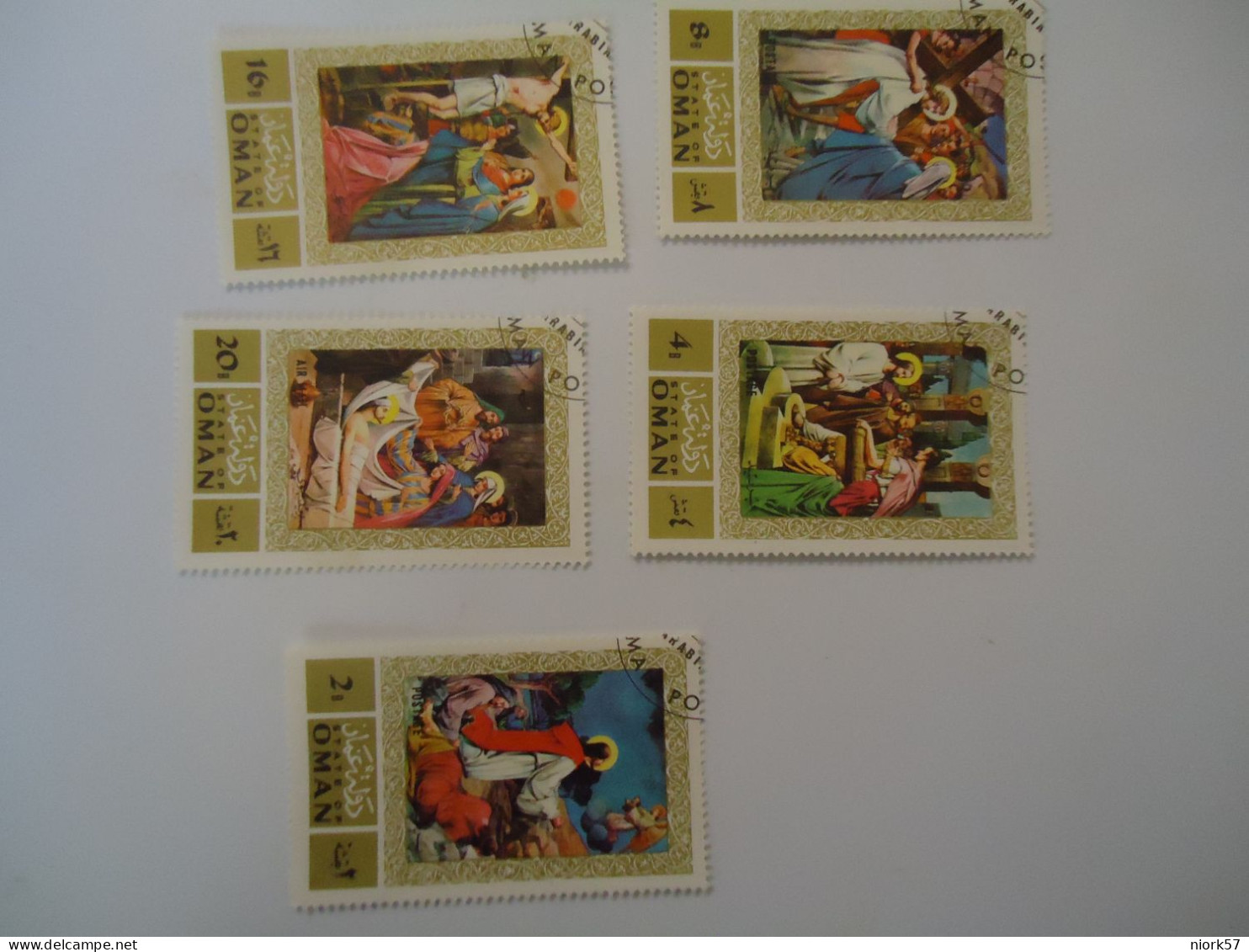 OMAN STATE  USED    SET 5 PAINTING CHRISTIANITY - Religion