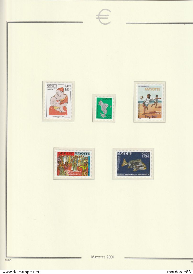 MAYOTTE ANNEE 2000 + 2001 LOT DE TIMBRES STAMPS NEUF** MNH FACIALE FACE VALUE 25 EURO A 40% - Ungebraucht