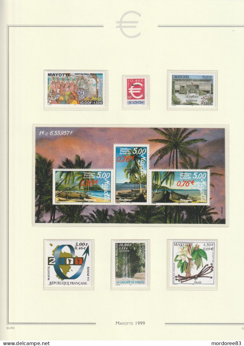 MAYOTTE ANNEE 2000 + 2001 LOT DE TIMBRES STAMPS NEUF** MNH FACIALE FACE VALUE 25 EURO A 40% - Neufs