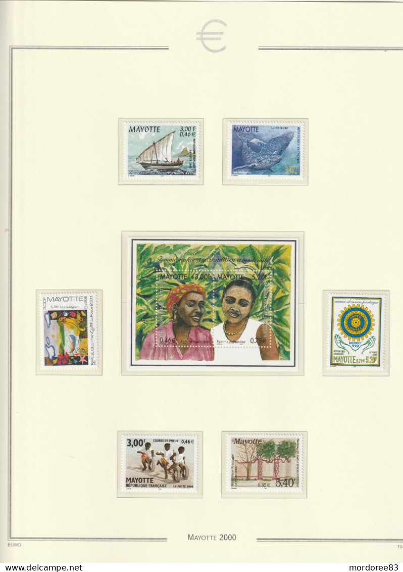 MAYOTTE ANNEE 2000 + 2001 LOT DE TIMBRES STAMPS NEUF** MNH FACIALE FACE VALUE 25 EURO A 40% - Unused Stamps