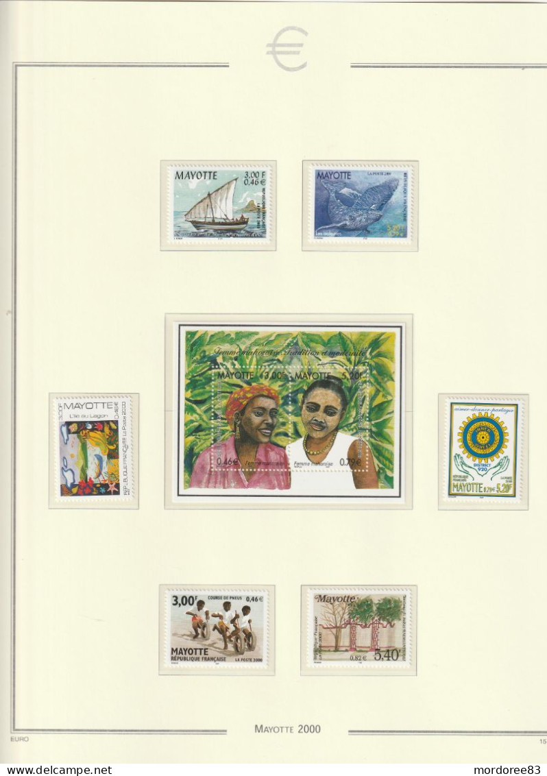 MAYOTTE ANNEE 2000 + 2001 LOT DE TIMBRES STAMPS NEUF** MNH FACIALE FACE VALUE 25 EURO A 40% - Ungebraucht