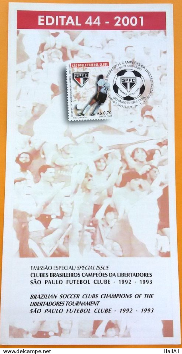 Brochure Brazil Edital 2001 44 Libertadores Champions São Paulo Football Without Stamp - Lettres & Documents