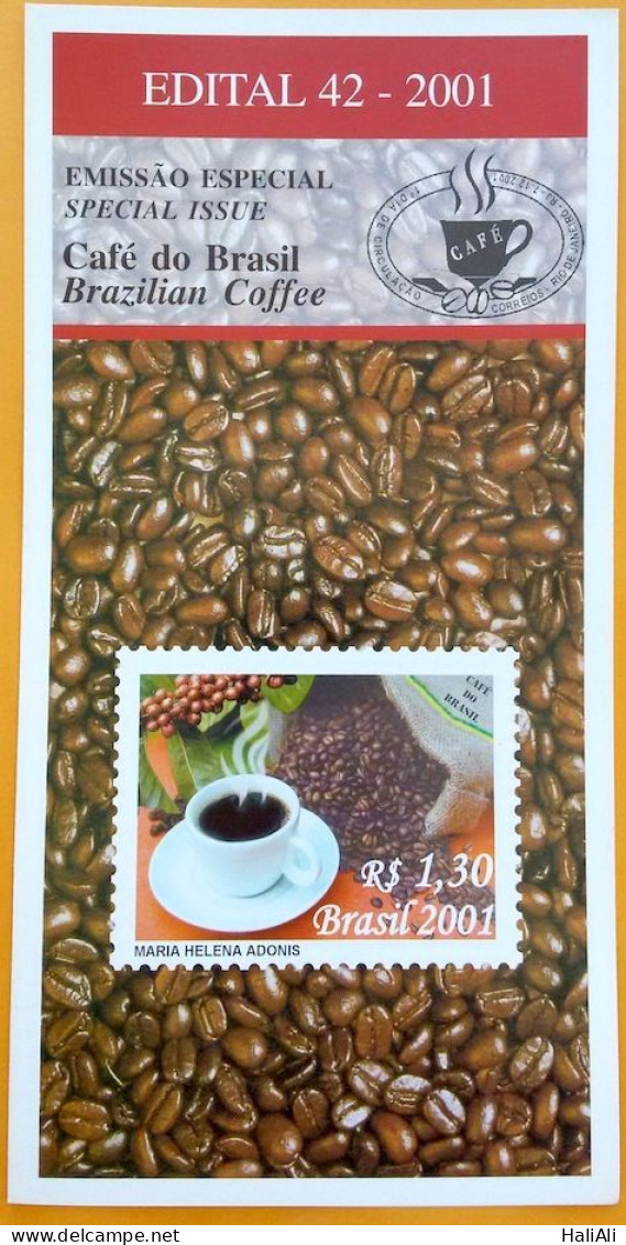 Brochure Brazil Edital 2001 42 Coffee Drink Economy Without Stamp - Briefe U. Dokumente