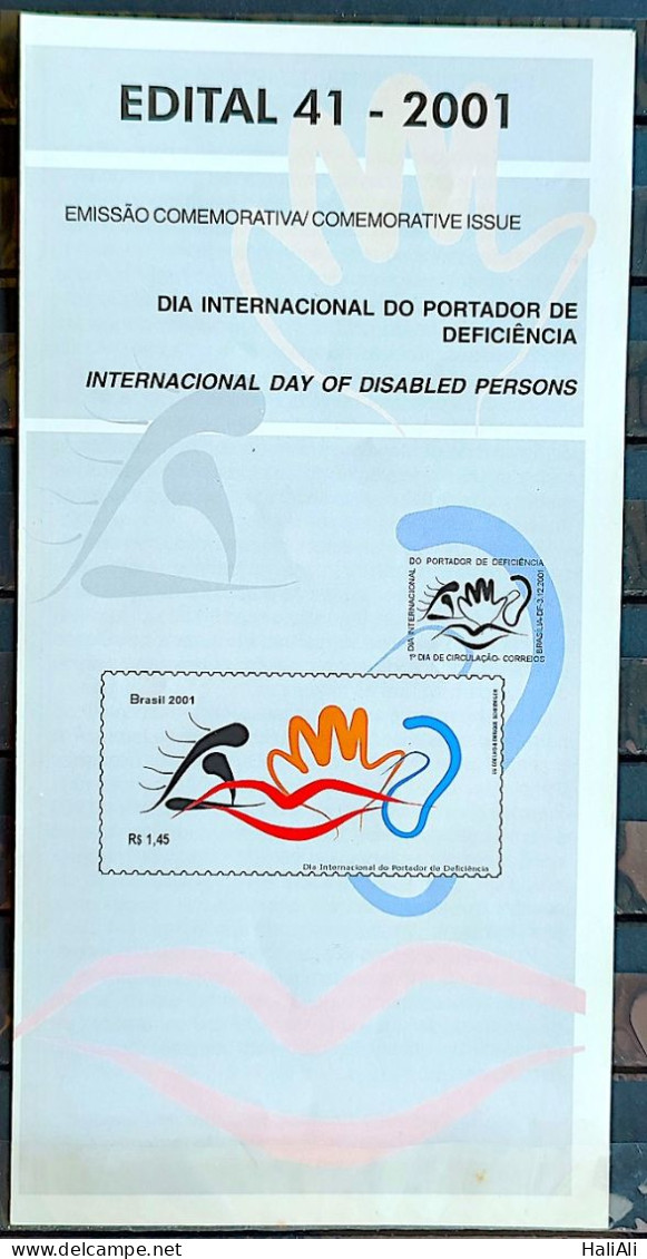 Brochure Brazil Edital 2001 41 Disabled Health Without Stamp - Brieven En Documenten