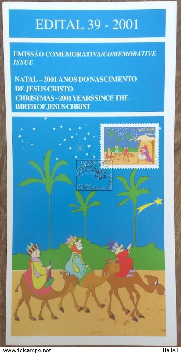 Brochure Brazil Edital 2001 39 Christmas Jesus Christ Religion Three Kings Without Stamp - Covers & Documents