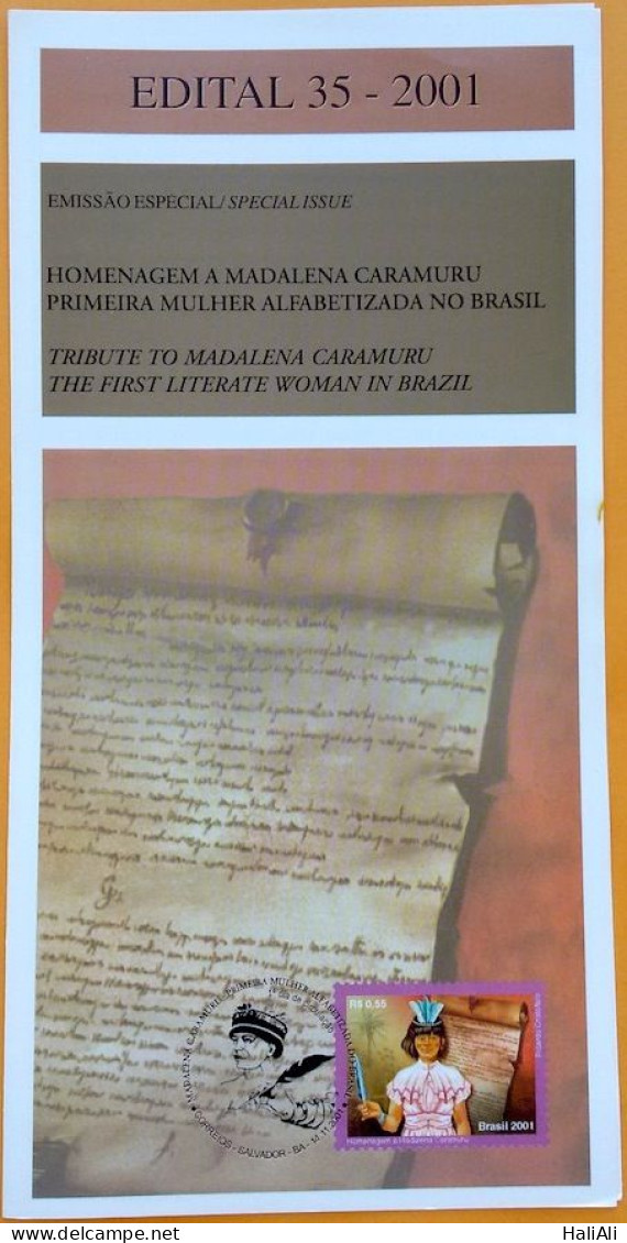Brochure Brazil Edital 2001 35 Caramuru Without Stamp - Brieven En Documenten