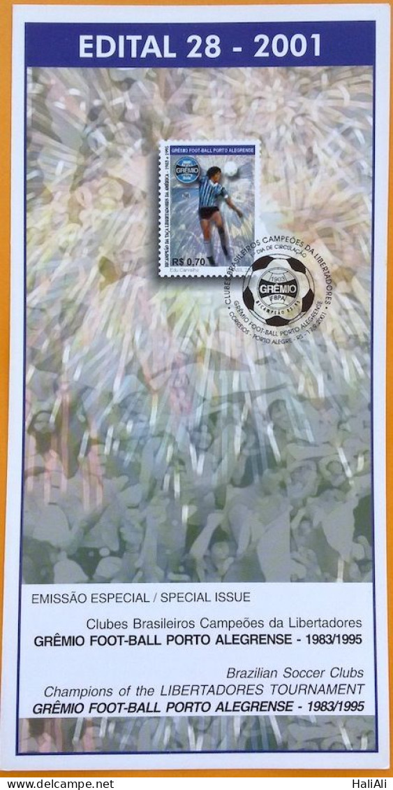 Brochure Brazil Edital 2001 28 Libertadores Champions Grêmio Football Without Stamp - Briefe U. Dokumente