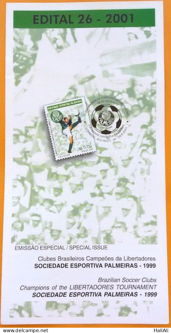 Brochure Brazil Edital 2001 26 Libertadores Champions Palmeiras Football Without Stamp - Lettres & Documents