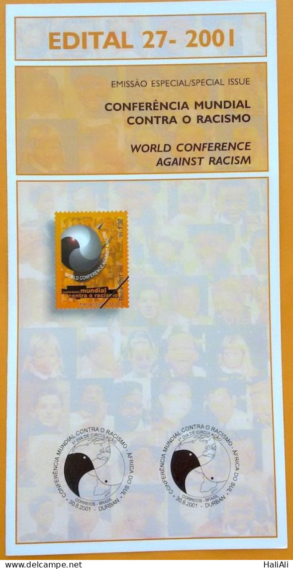 Brochure Brazil Edital 2001 27 Racism Without Stamp - Covers & Documents