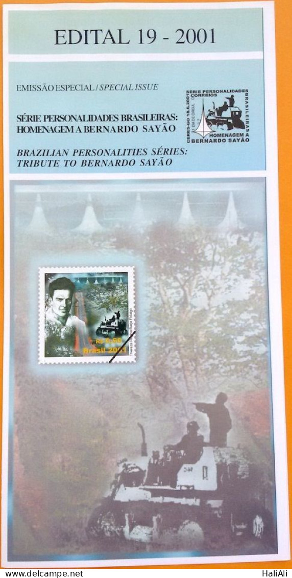 Brochure Brazil Edital 2001 19 Bernardo Sayao Without Stamp - Lettres & Documents