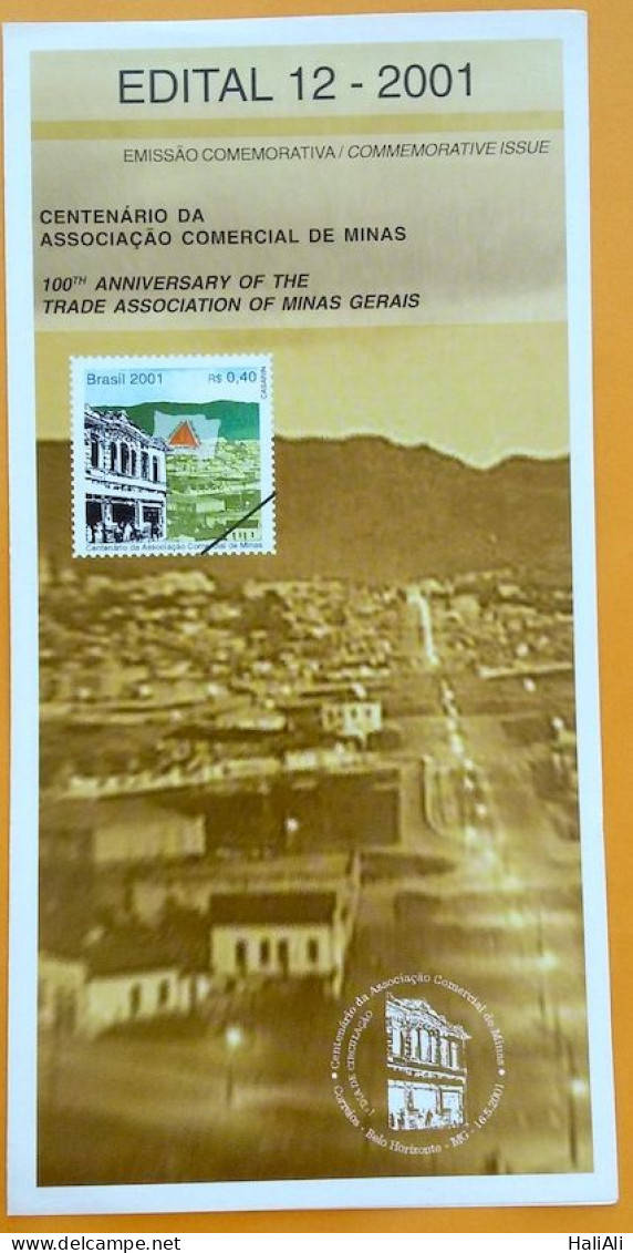 Brochure Brazil Edital 2001 12 Commercial Association Of Minas Without Stamp - Lettres & Documents
