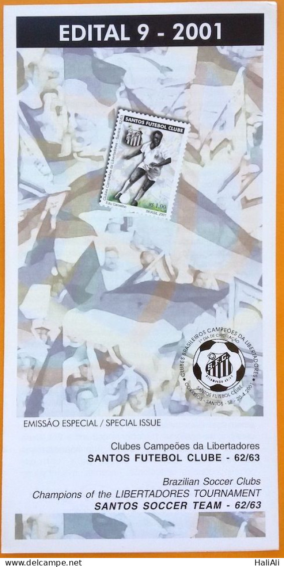 Brochure Brazil Edital 2001 09 Libertadores Champions Santos Football Without Stamp - Covers & Documents