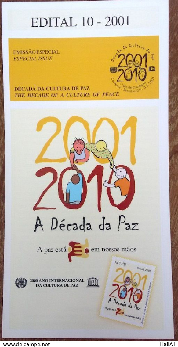 Brochure Brazil Edital 2001 10 Decade Of Culture Of Peace - Covers & Documents