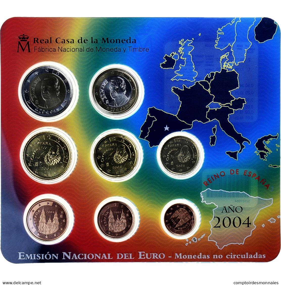 Espagne, Set 1 Ct. - 2 Euro, Coin Card, 2004, Madrid, FDC - Spain