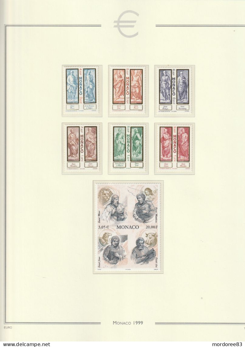 MONACO ANNEE 1999 - 2000 + 2001 LOT DE TIMBRES STAMPS NEUF** MNH FACIALE FACE VALUE 112.30 EURO A 40%