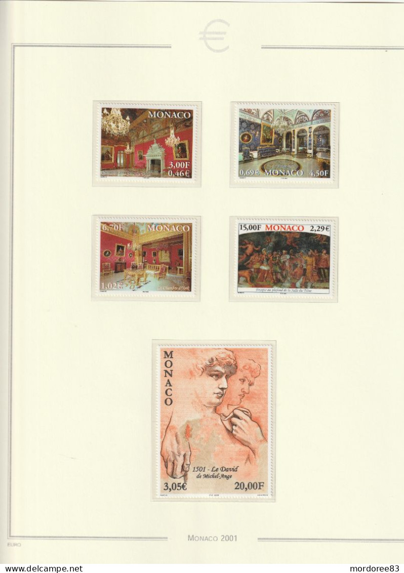 MONACO ANNEE 1999 - 2000 + 2001 LOT DE TIMBRES STAMPS NEUF** MNH FACIALE FACE VALUE 112.30 EURO A 40%