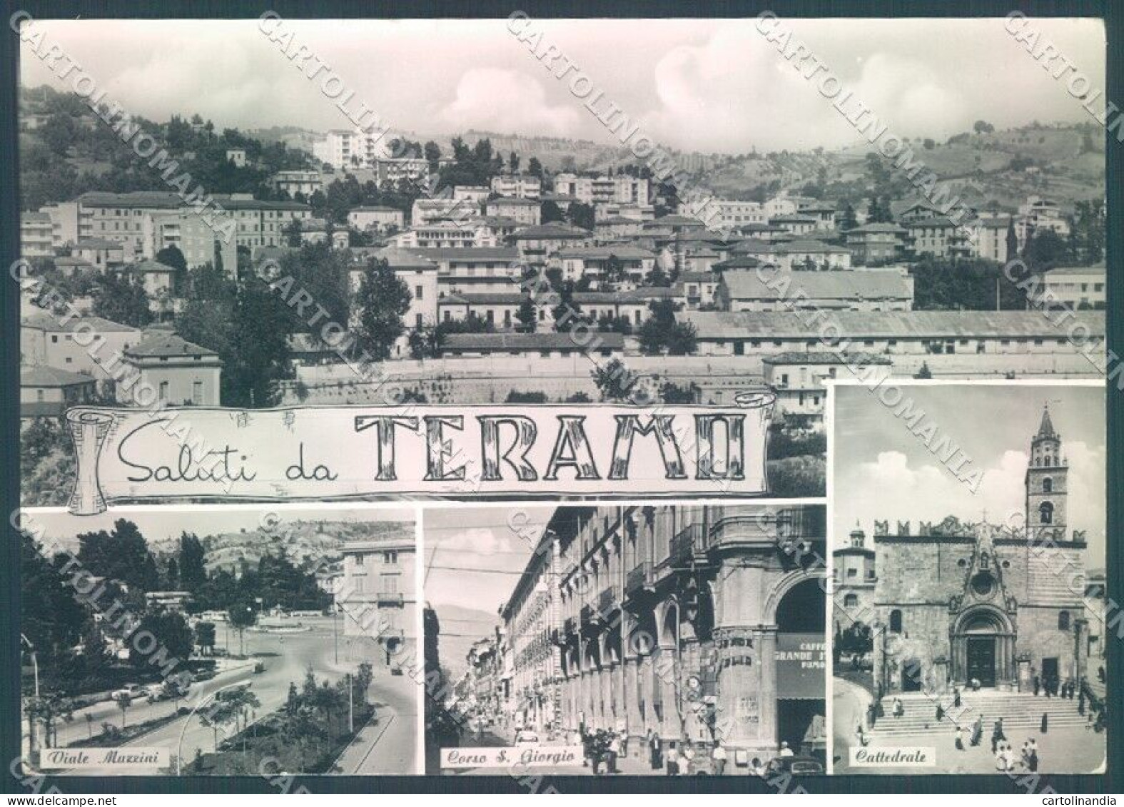 Teramo Città Cattedrale Viale Mazzini Saluti Da Foto FG Cartolina JK1822 - Teramo