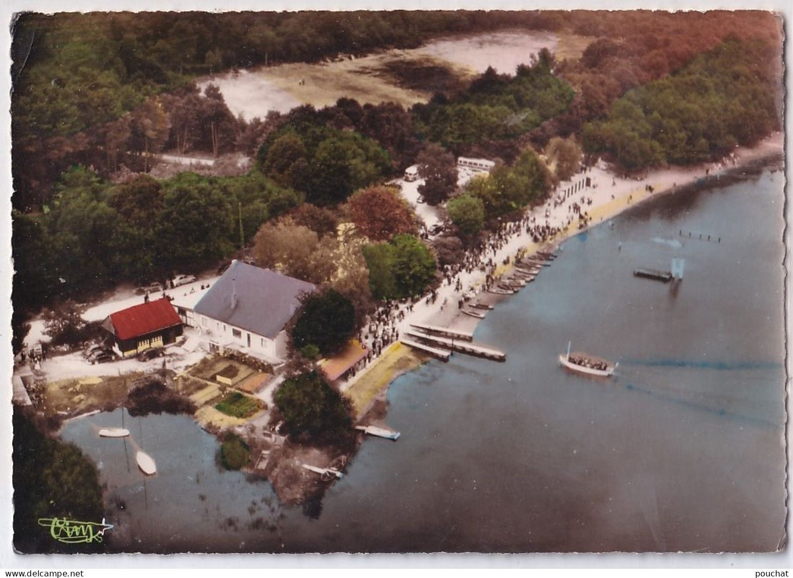 72) SILLE LE GUILLAUME - SARTHE - COCO PLAGE - EMBARCADERE - VUE AERIENNE - OBLITERATION  EN F.M. DE  1958 - ( 2 SCANS ) - Sille Le Guillaume