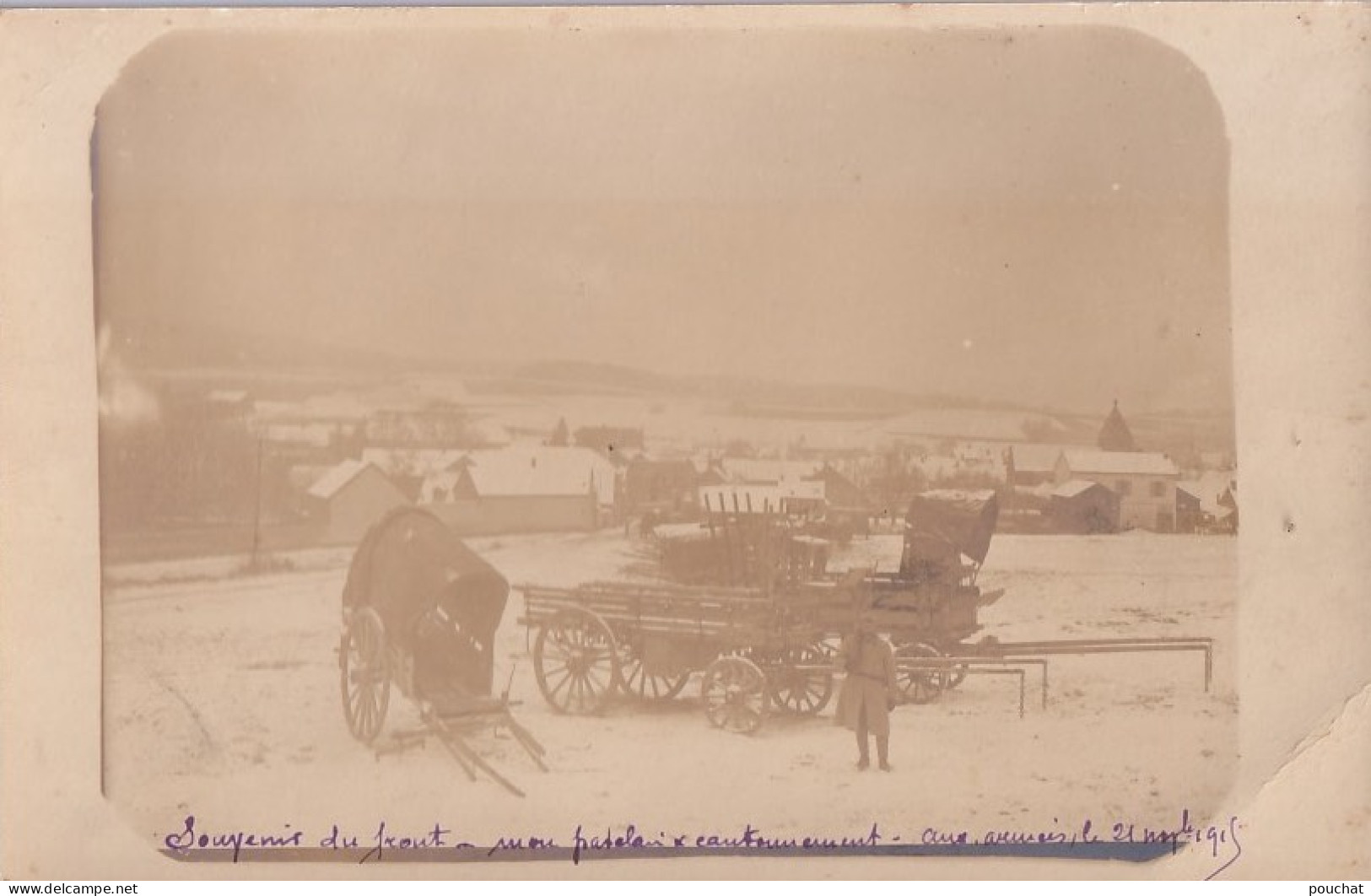 A19- ALBANIE - ALBANIA - RARE CARTE PHOTO - SOUVENIR DU FRONT- VILLAGE - 21/NOVEMBRE /1915 - (2 SCANS  - Albanie