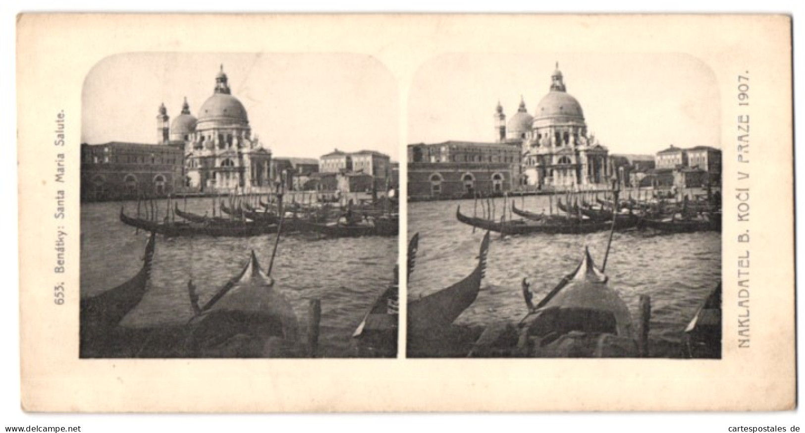 Stereo-Lichtdruck Nakladatel B. Koci, Prag, Ansicht Venedig, Santa Maria Salute  - Stereoscopic