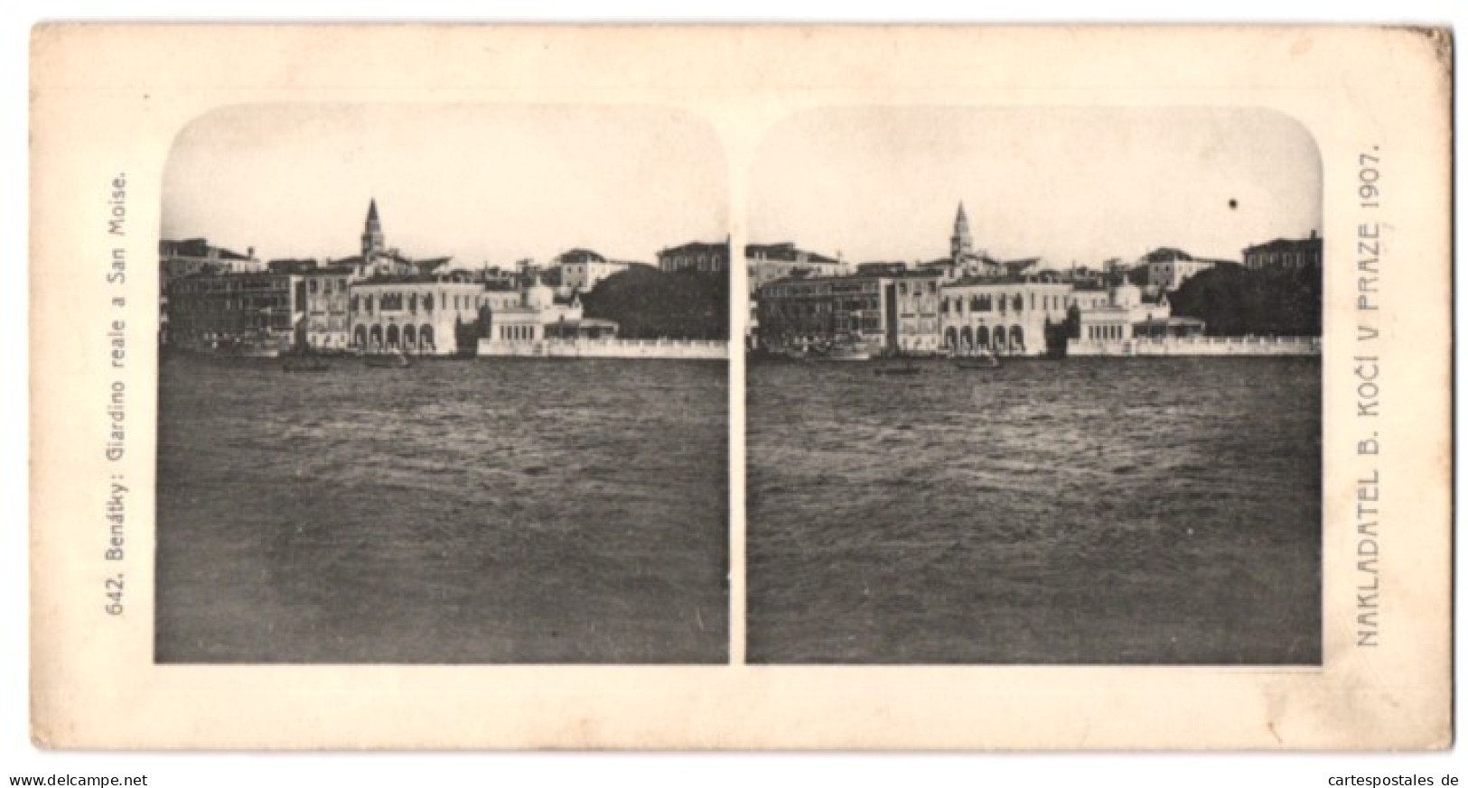 Stereo-Lichtdruck Nakladatel B. Koci, Prag, Ansicht Venedig, Giardiono Reale A San Moise  - Photos Stéréoscopiques