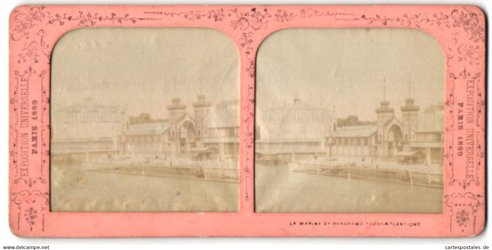 Stereo-Fotografie Fotograf Unbekannt, Ausstellung Pairs 1889, Exposition La Marine Et Panorama Transatlantique  - Photos Stéréoscopiques