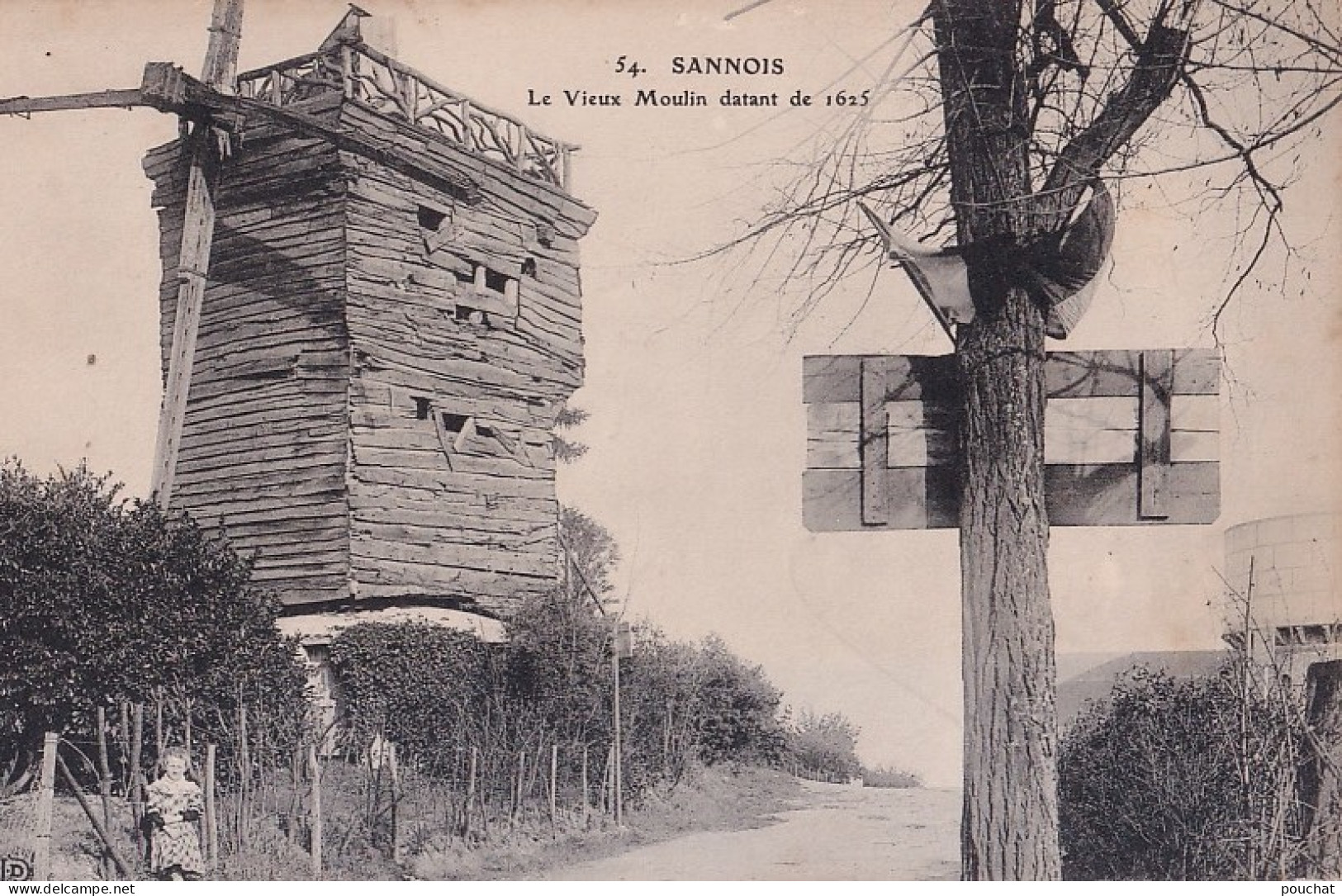 A26-95) SANNOIS - LE VIEUX MOULIN DATANT DE 1625 - ANIMEE - EN  1910 - ( 2 SCANS ) - Sannois