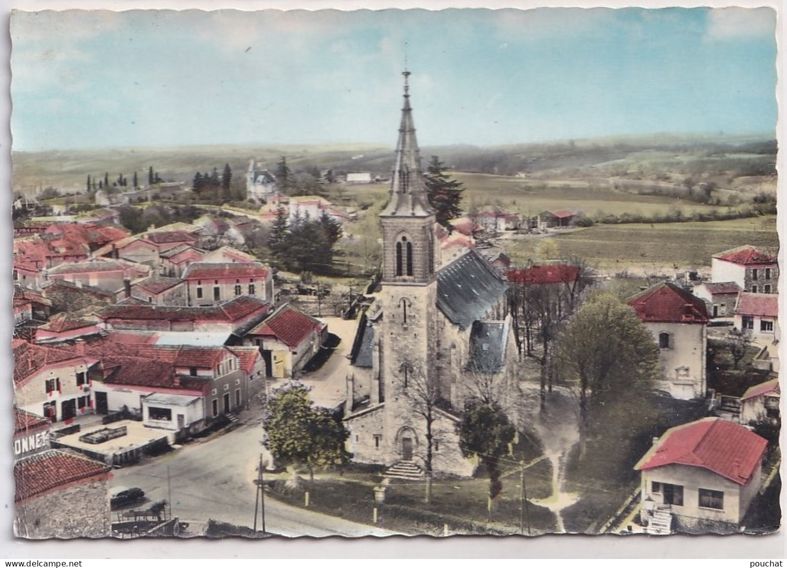 B3-47) LAROQUE TIMBAUT - LOT ET GARONNE - EN AVION AU DESSUS DE... L ' EGLISE - VUE GENERALE  EN   1969 -  ( 2 SCANS )   - Laroque Timbault