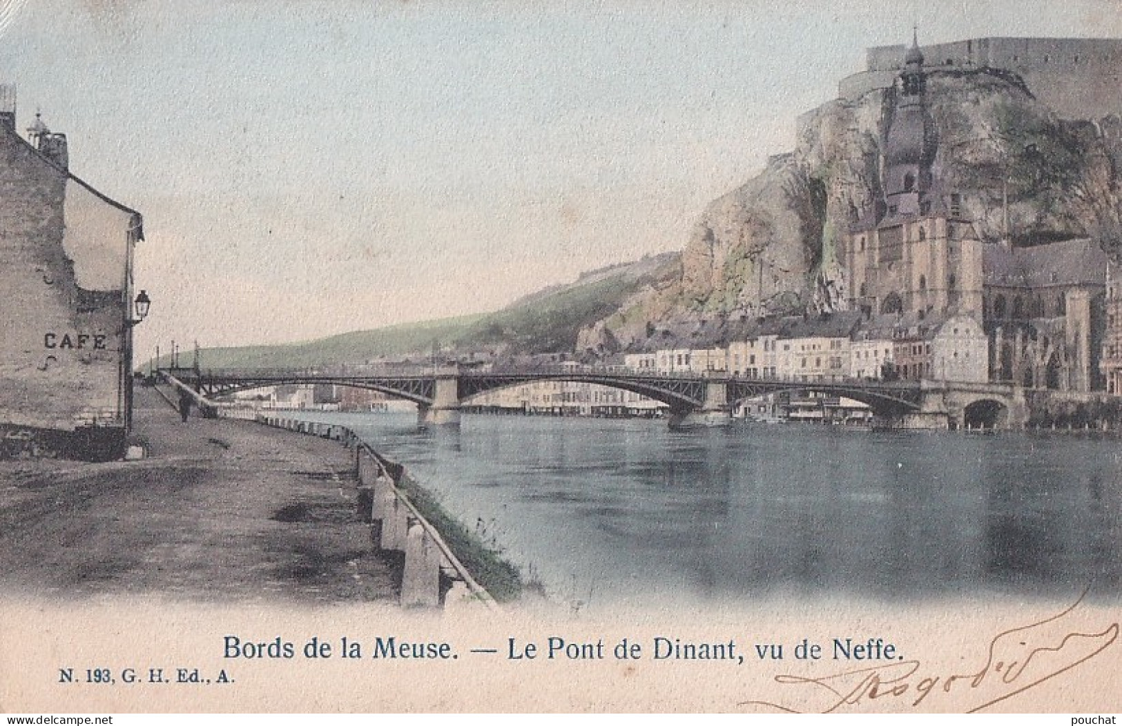 B3- BORDS DE LA MEUSE - LE PONT DE DINANT -  VU  DE  NEFFE -  EN 1904 - ( 2 SCANS ) - Dinant