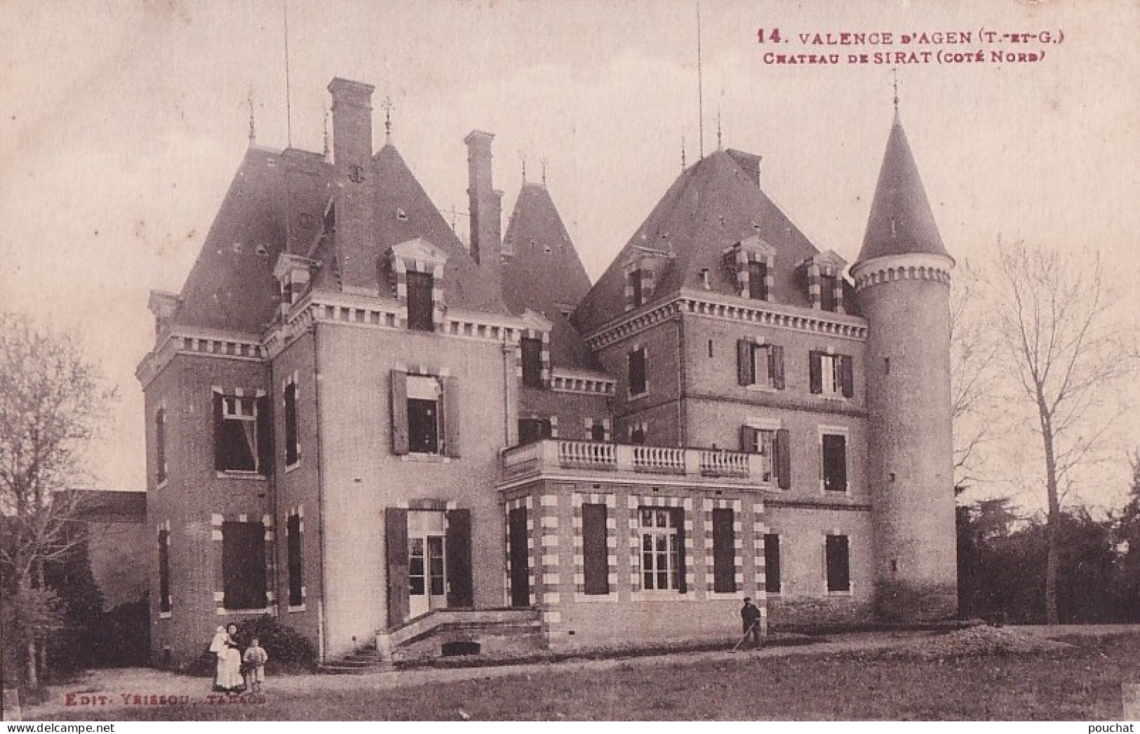 B4-31) VALENCE D ' AGEN - CHATEAU DE SIRAT - COTE NORD -  ANIMEE - HABITANTS  - JARDINIER - ( 2 SCANS ) - Valence