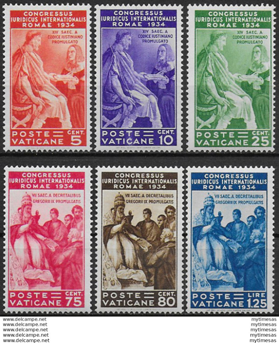 1935 Vaticano Congresso Giuridico 6v. MNH Sass. N. 41/46 - Sonstige & Ohne Zuordnung