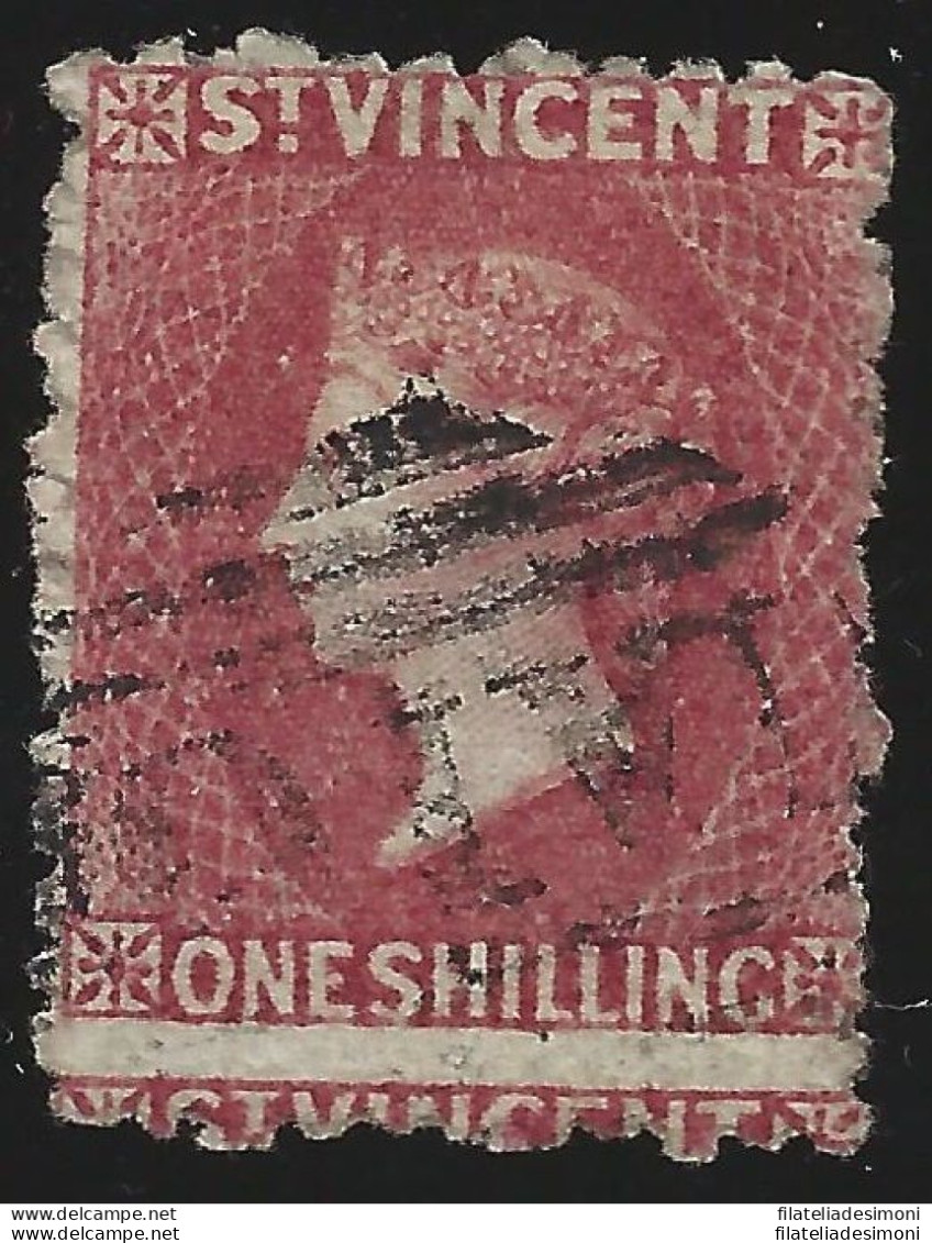 1877 ST. VINCENT - SG N° 17 1sh. Deep Rose-red USATO - Sonstige & Ohne Zuordnung
